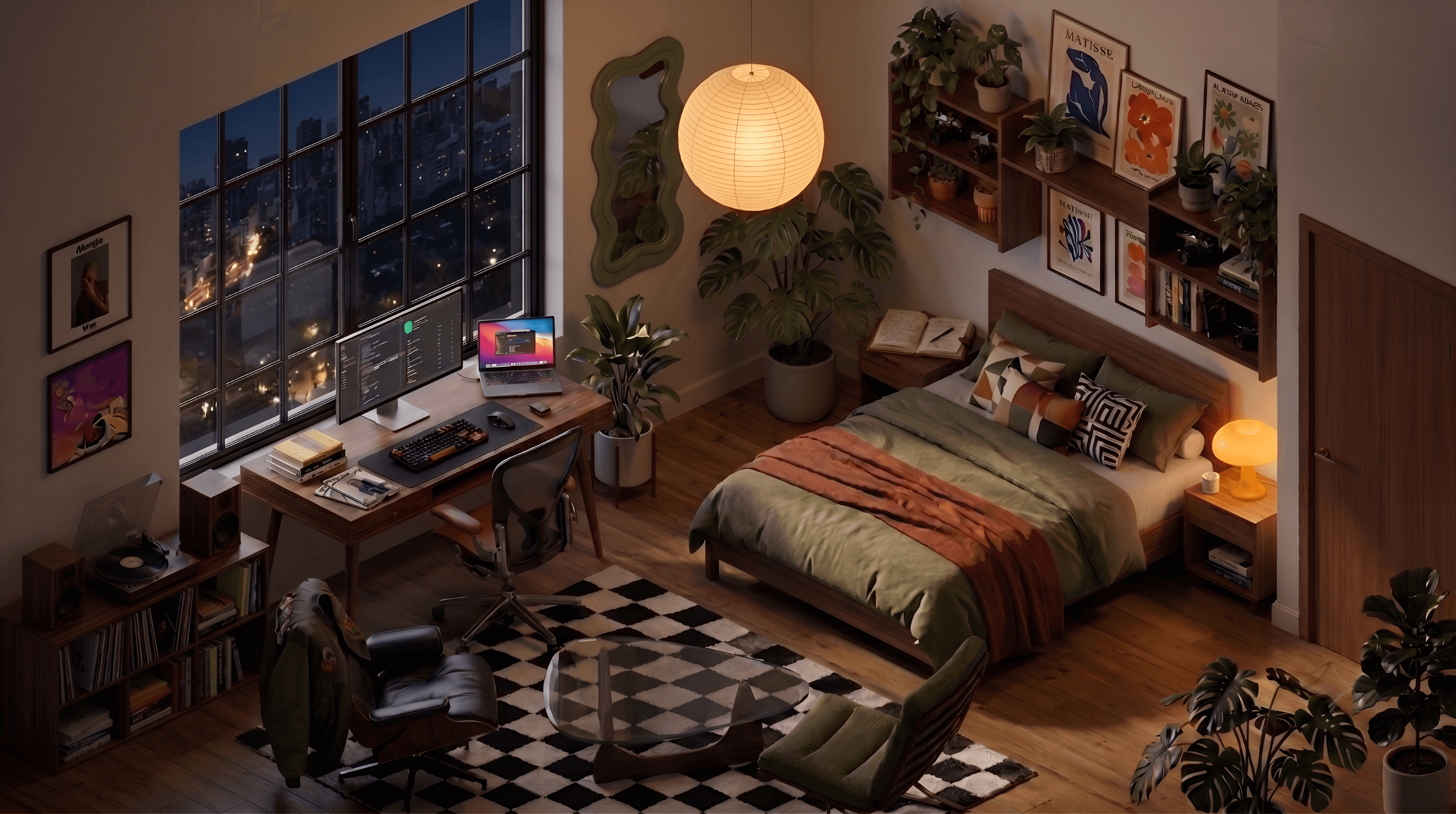 Isometric Bedroom Night